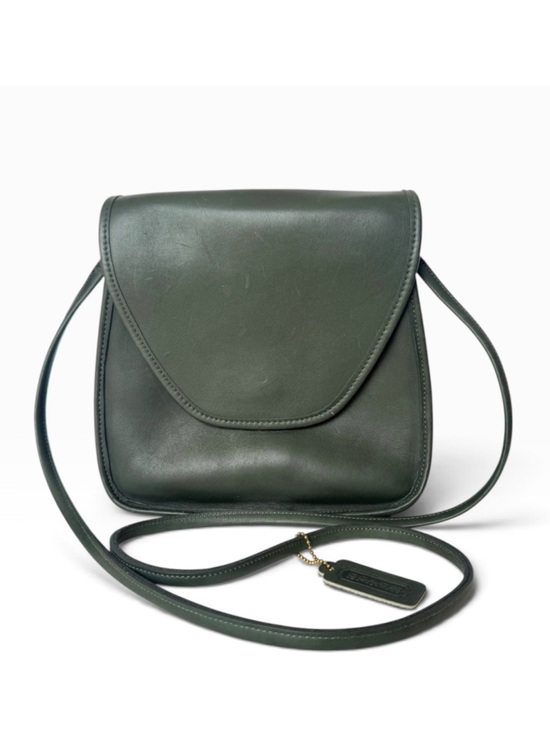 Coach Handbags - Vintage COACH Lindsay Green Leather Flap Crossbody Bag Purse 1992 AUTHENTICATED